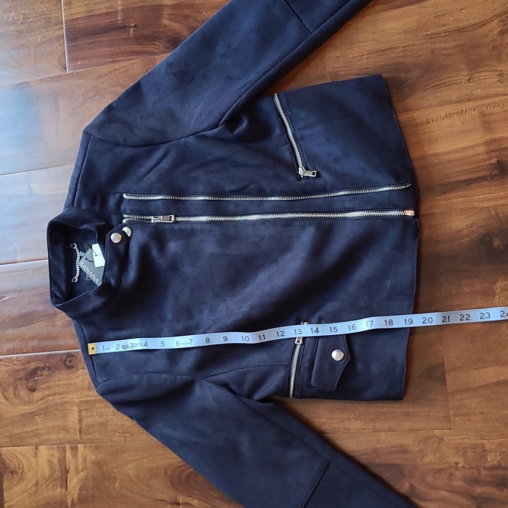 🎉Host Pick🎉 Banana Republic Navy Blue Vegan Suede Biker Jacket - Picture 5 of 9